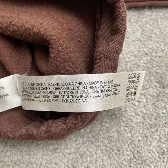 Zara Cropped Drawstring Pullover Sweatshirt Womens Large Brown Fleece Casual - Picture 5 of 11